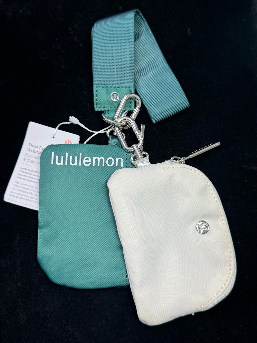 lululemon athletica teal zipper pouch keychain